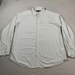 ExOfficio Shirt Mens XL White Brown Plaid Lightweight‎ Long Sleeve Zip Pocket